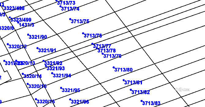 Parcela st. 3713/79 v KÚ Poštorná, Katastrální mapa