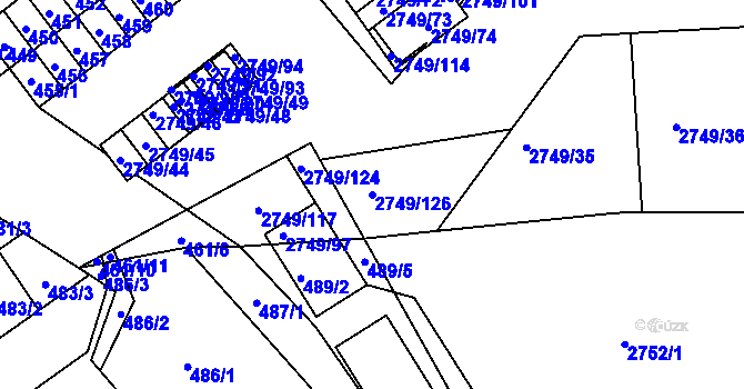 Parcela st. 2749/126 v KÚ Poštorná, Katastrální mapa