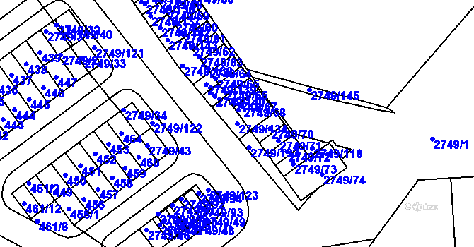 Parcela st. 2749/134 v KÚ Poštorná, Katastrální mapa