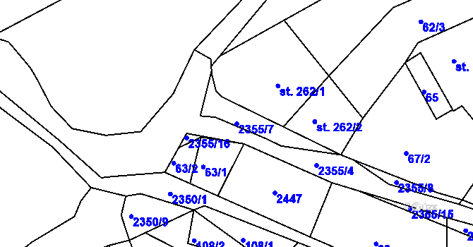 Parcela st. 2355/7 v KÚ Poteč, Katastrální mapa