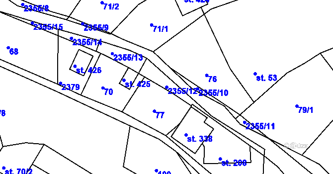 Parcela st. 2355/12 v KÚ Poteč, Katastrální mapa