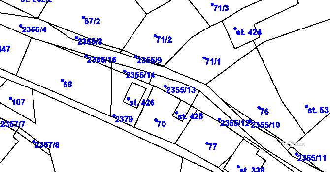 Parcela st. 2355/13 v KÚ Poteč, Katastrální mapa