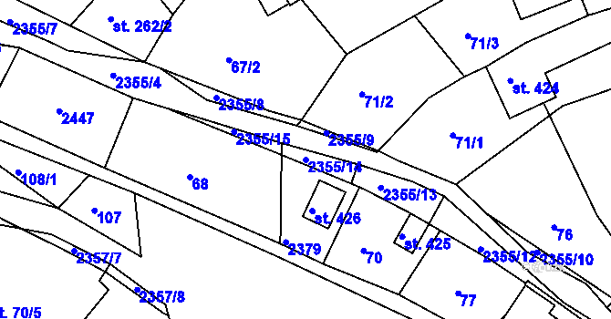 Parcela st. 2355/14 v KÚ Poteč, Katastrální mapa