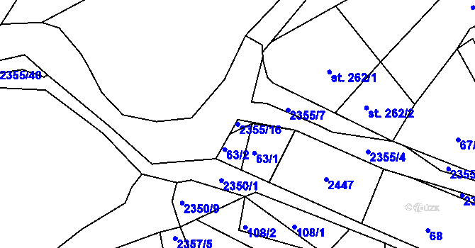 Parcela st. 2355/16 v KÚ Poteč, Katastrální mapa
