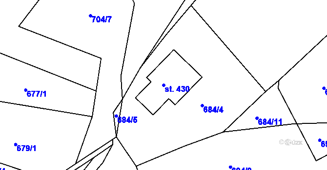 Parcela st. 430 v KÚ Poteč, Katastrální mapa