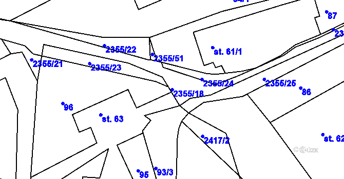 Parcela st. 2355/18 v KÚ Poteč, Katastrální mapa