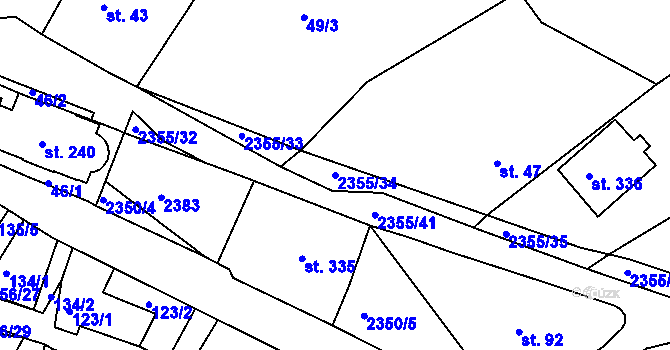 Parcela st. 2355/34 v KÚ Poteč, Katastrální mapa