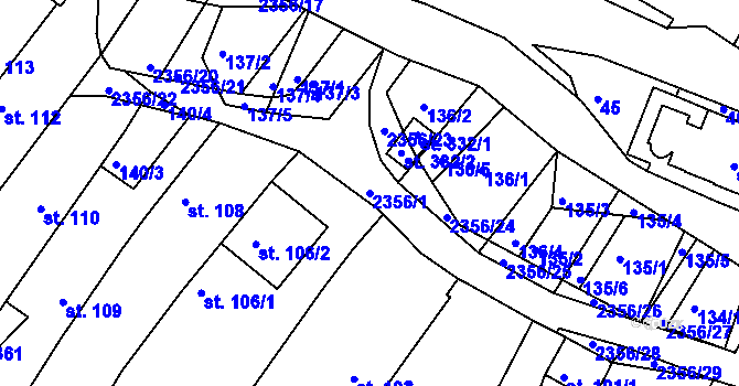 Parcela st. 2356/1 v KÚ Poteč, Katastrální mapa