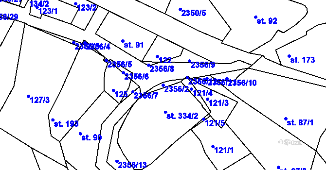 Parcela st. 2356/2 v KÚ Poteč, Katastrální mapa