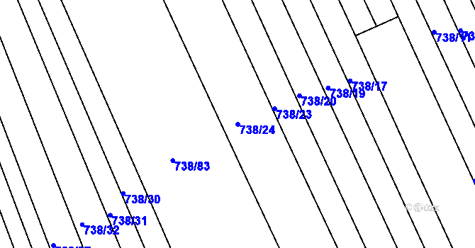Parcela st. 738/24 v KÚ Poteč, Katastrální mapa