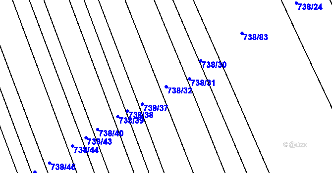 Parcela st. 738/32 v KÚ Poteč, Katastrální mapa