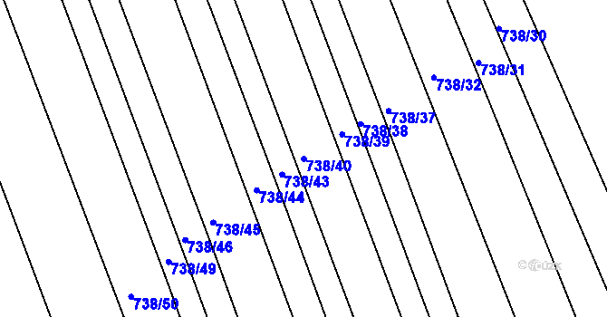 Parcela st. 738/40 v KÚ Poteč, Katastrální mapa