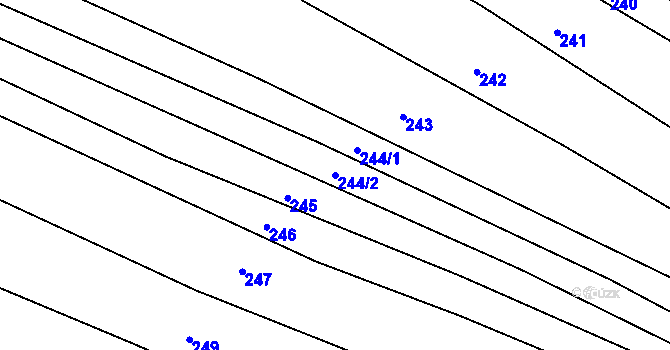Parcela st. 244/2 v KÚ Poteč, Katastrální mapa