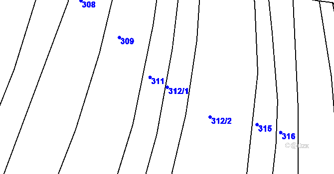 Parcela st. 312/1 v KÚ Poteč, Katastrální mapa
