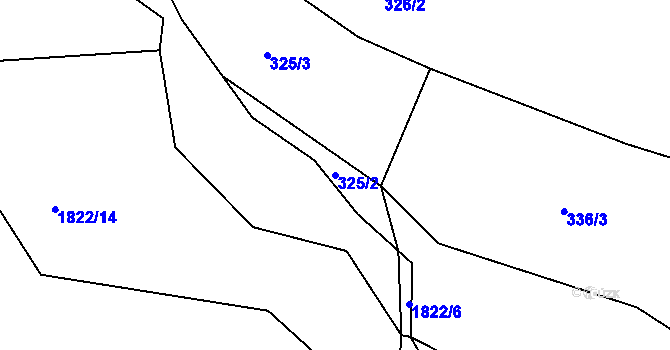 Parcela st. 325/2 v KÚ Poteč, Katastrální mapa