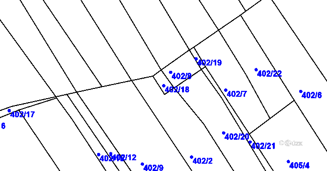 Parcela st. 402/18 v KÚ Poteč, Katastrální mapa