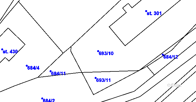 Parcela st. 693/10 v KÚ Poteč, Katastrální mapa