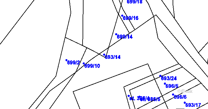 Parcela st. 693/14 v KÚ Poteč, Katastrální mapa