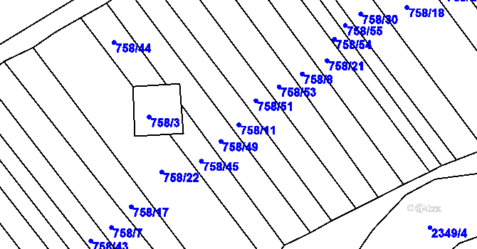 Parcela st. 758/11 v KÚ Poteč, Katastrální mapa