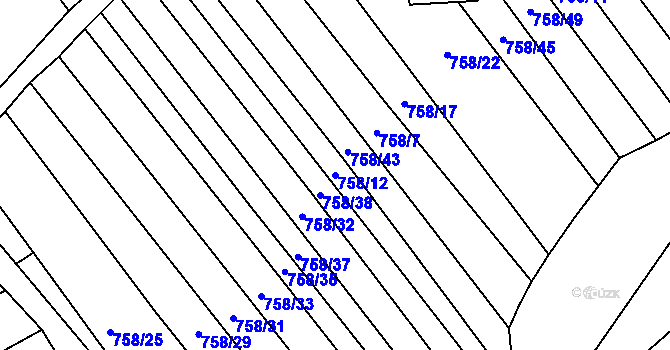 Parcela st. 758/12 v KÚ Poteč, Katastrální mapa
