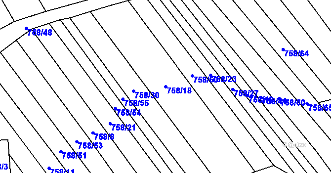 Parcela st. 758/18 v KÚ Poteč, Katastrální mapa