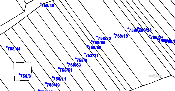 Parcela st. 758/54 v KÚ Poteč, Katastrální mapa