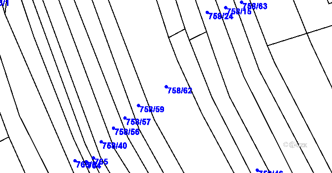 Parcela st. 758/62 v KÚ Poteč, Katastrální mapa