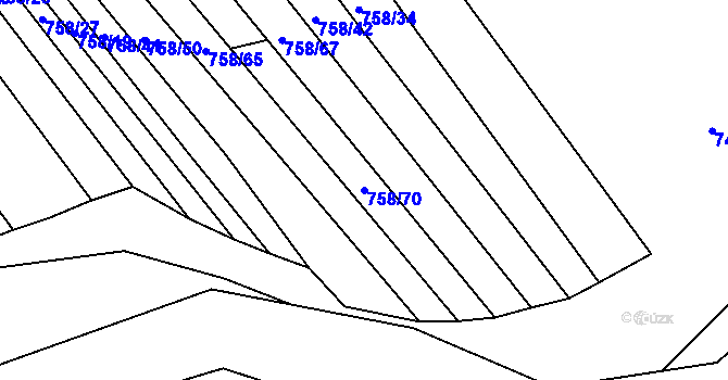 Parcela st. 758/70 v KÚ Poteč, Katastrální mapa
