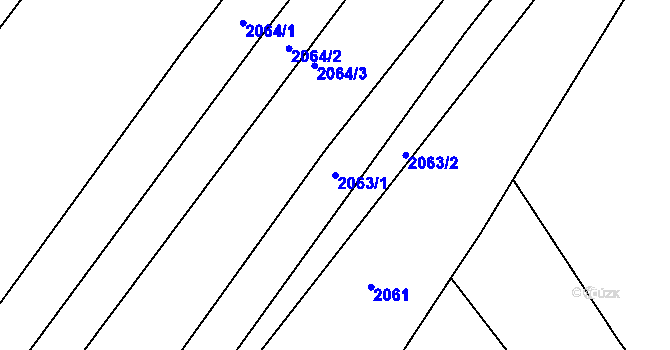Parcela st. 2063/1 v KÚ Poteč, Katastrální mapa