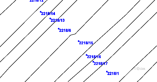 Parcela st. 2218/15 v KÚ Poteč, Katastrální mapa