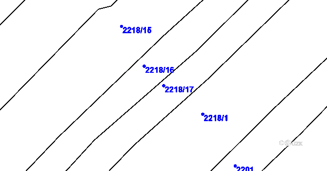 Parcela st. 2218/17 v KÚ Poteč, Katastrální mapa