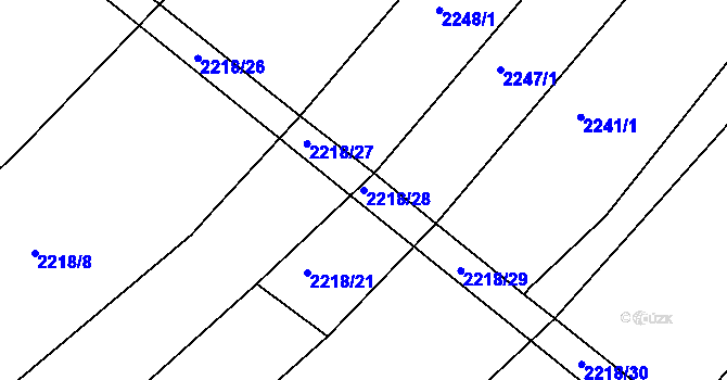 Parcela st. 2218/28 v KÚ Poteč, Katastrální mapa