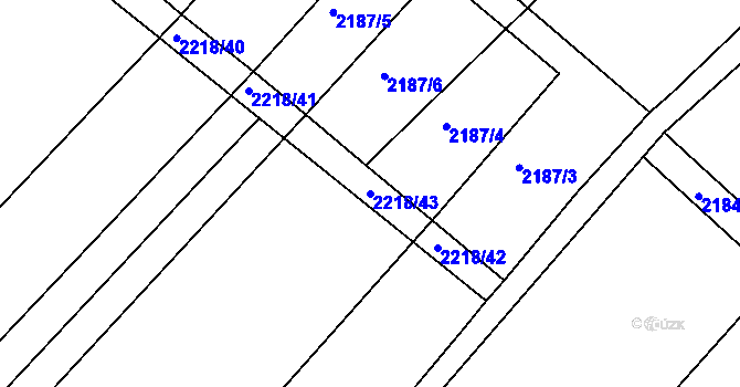 Parcela st. 2218/43 v KÚ Poteč, Katastrální mapa