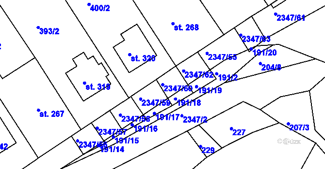Parcela st. 2347/60 v KÚ Poteč, Katastrální mapa