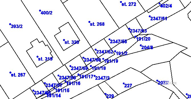 Parcela st. 2347/62 v KÚ Poteč, Katastrální mapa
