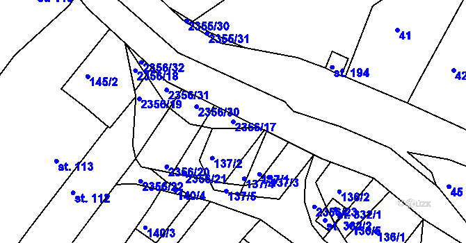 Parcela st. 2356/17 v KÚ Poteč, Katastrální mapa