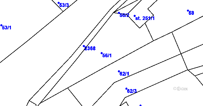 Parcela st. 56/1 v KÚ Poteč, Katastrální mapa