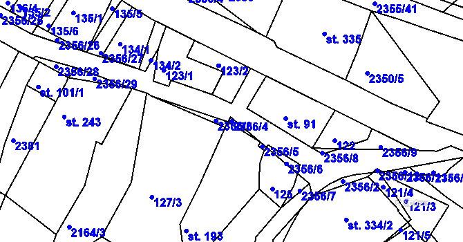 Parcela st. 2356/4 v KÚ Poteč, Katastrální mapa