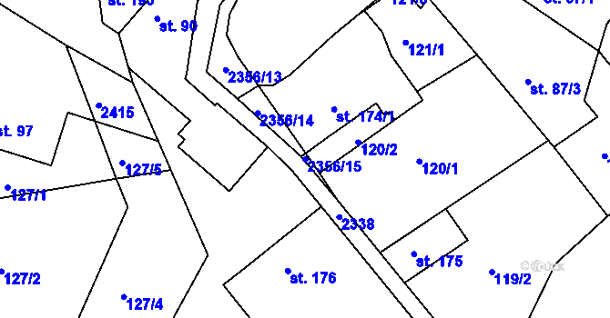 Parcela st. 2356/15 v KÚ Poteč, Katastrální mapa