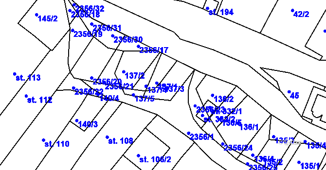 Parcela st. 137/3 v KÚ Poteč, Katastrální mapa