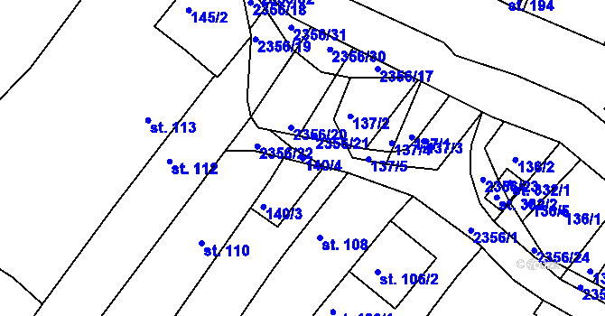 Parcela st. 140/4 v KÚ Poteč, Katastrální mapa