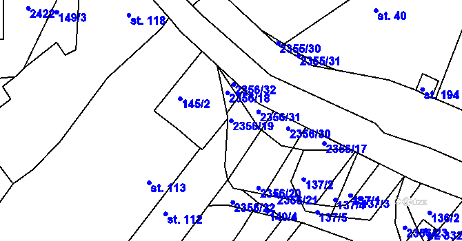Parcela st. 2356/19 v KÚ Poteč, Katastrální mapa