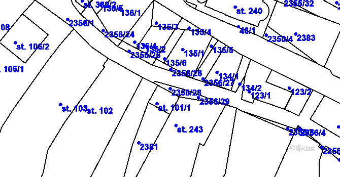 Parcela st. 2356/28 v KÚ Poteč, Katastrální mapa
