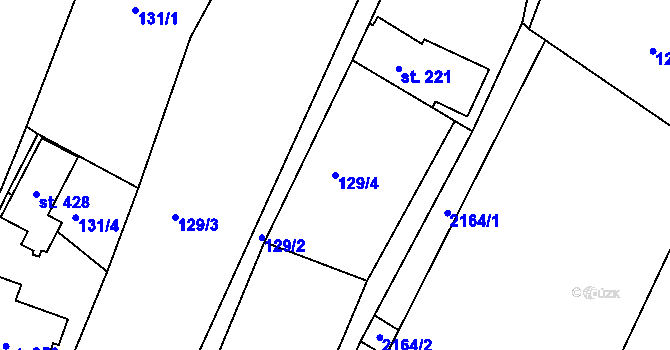 Parcela st. 129/4 v KÚ Poteč, Katastrální mapa