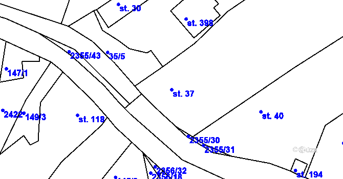 Parcela st. 37 v KÚ Poteč, Katastrální mapa