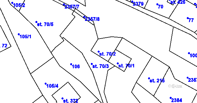 Parcela st. 70/2 v KÚ Poteč, Katastrální mapa