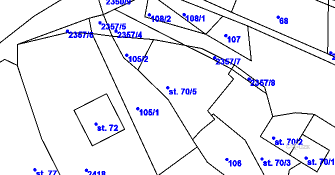 Parcela st. 70/5 v KÚ Poteč, Katastrální mapa