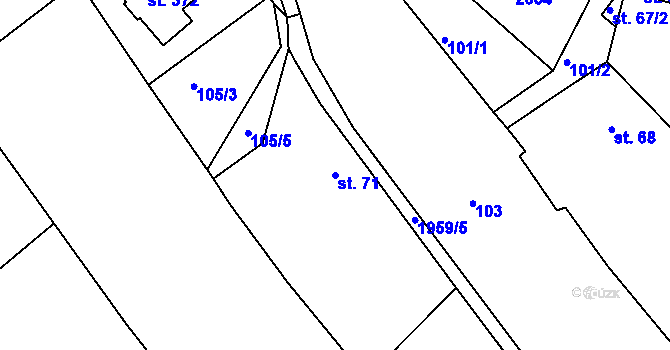 Parcela st. 71 v KÚ Poteč, Katastrální mapa