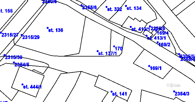 Parcela st. 137/1 v KÚ Poteč, Katastrální mapa