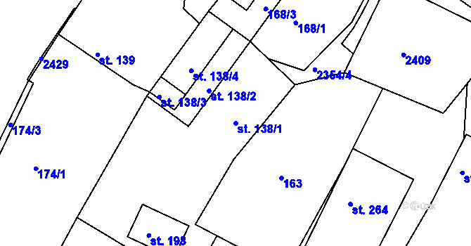 Parcela st. 138/1 v KÚ Poteč, Katastrální mapa